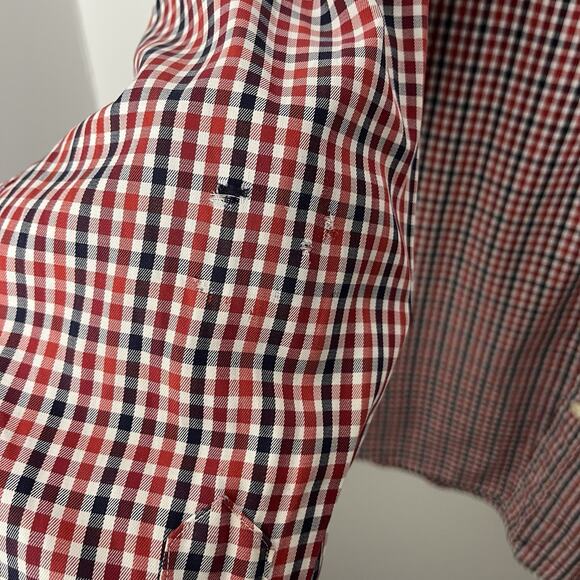 Vintage Gitman Bros Shirt Men's Size L Red Blue Check Print Cotton Flawed Read - Picture 11 of 13